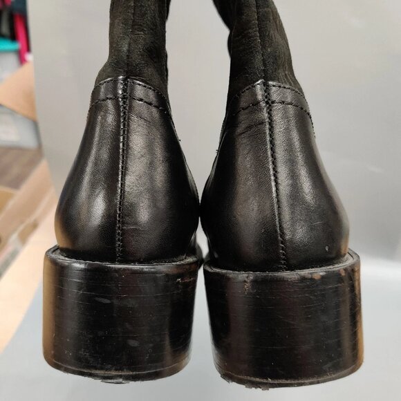 JIGSAW UK Western Zipper Boots Floral Embossed Black Suede Leather Size 38 US 7 - Picture 9 of 16